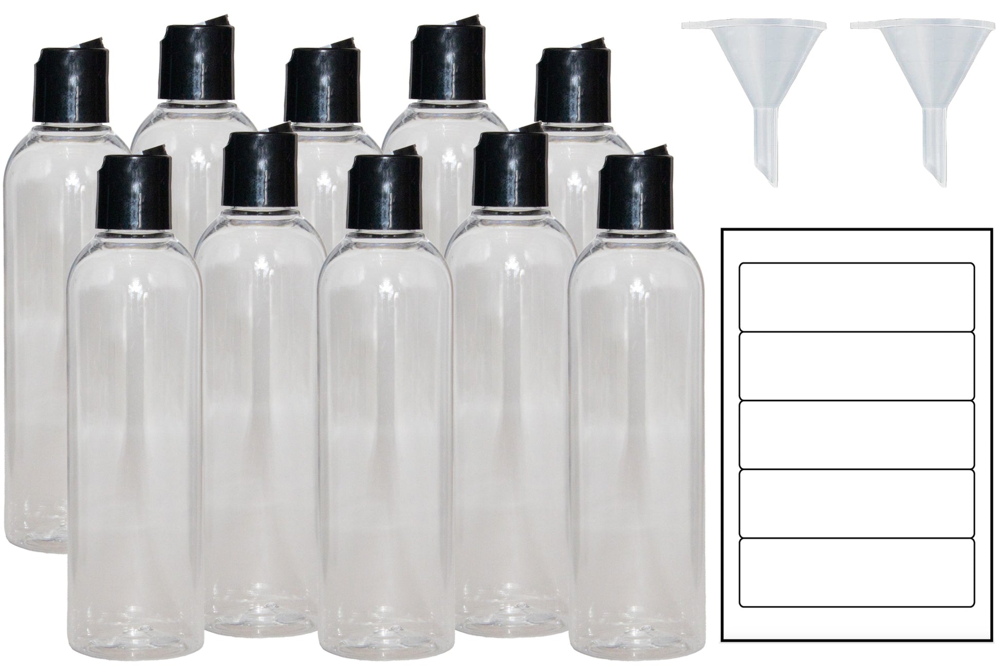 8 Oz Black Plastic Bottles Set of 3 Cosmo Empty Squeeze Bottles